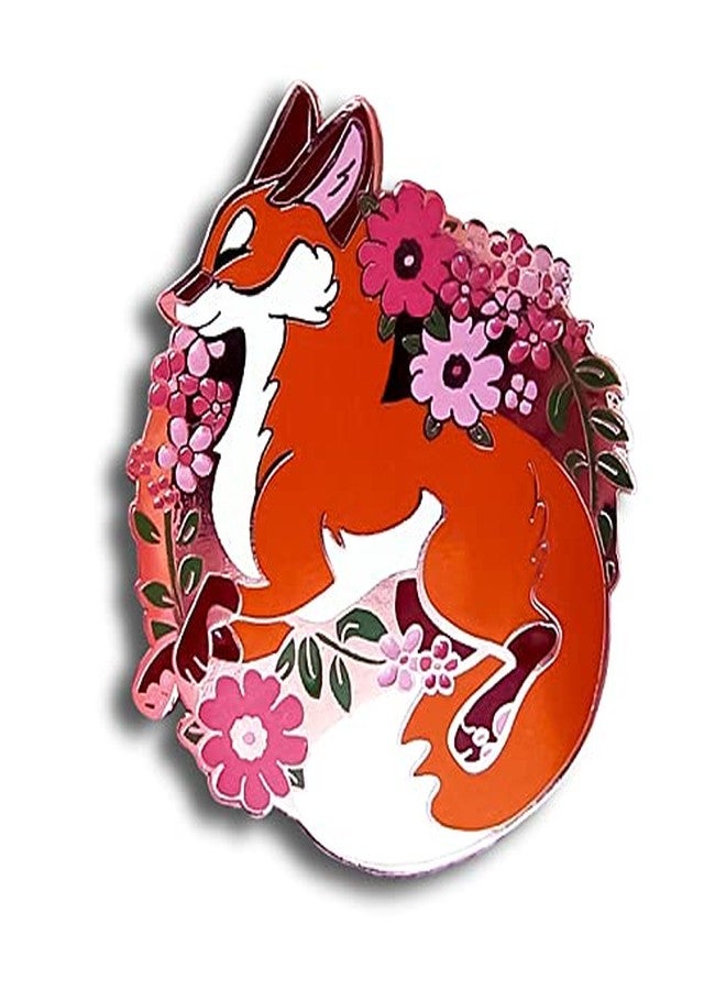 Untitled Red Fox Japanese Pink Sakura Flowers Aesthetic Enamel Pin Funny Novelty Brooch Buttons Jewelry for Jackets Jeans Backpack Cloth Lapel Bag Hat Gift for Anime Lovers Women Girl - Image 1